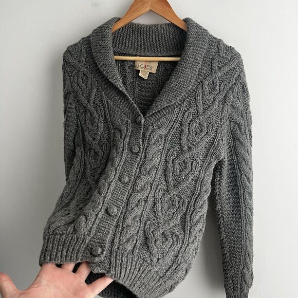J. Crew Factory Gray Cable Knit Cardigan - Picture 2 of 6